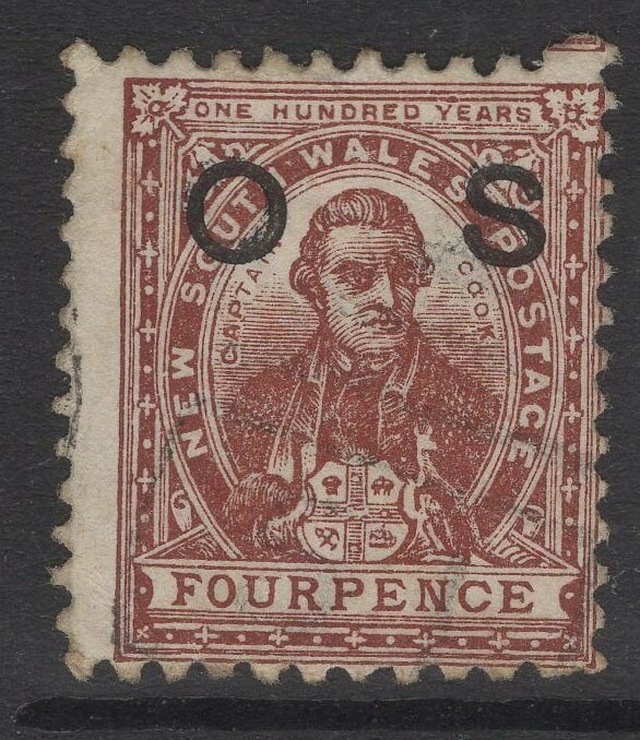 NEW SOUTH WALES SGO26a 1884 4d RED-BROWN p11x12 USED