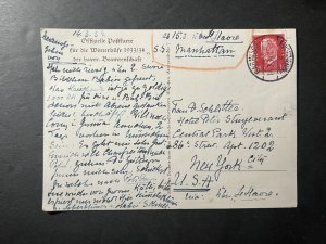 1934 Nazi Germany Postcard Cover Garmisch to Manhattan New York NY USA