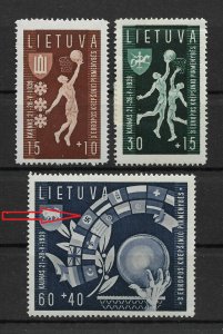 Lithuania 1939, Sports, Basketball set swastika, Sc # B52-B54, VF Mint Hinged*OG