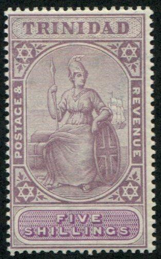 Trinidad SC# 88 (SG#132) Britannia, 5 Shilling, Mint hinged