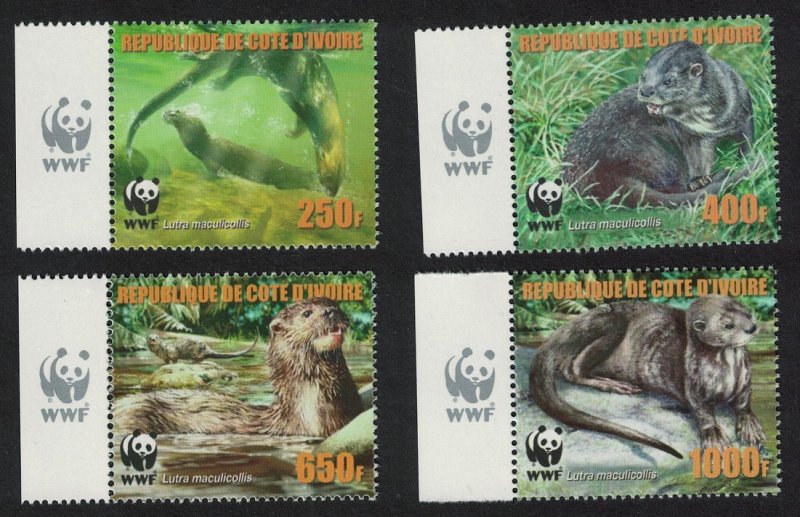 Ivory Coast WWF Speckle-throated Otter 4v Reprint Margins Logo 2005 MNH