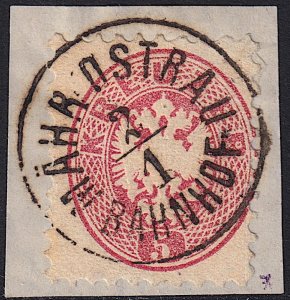 Austria - 1864 - Scott #24 - used on piece - MÄHR. OSTRAU BAHNHOF pmk Czech Rep.