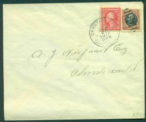 1917, Mixed 2¢ U.S. & DWI franking on Transition Cover w/LAST MOMENT FRANKING