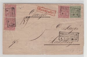 North German Confederation, 1868, Scott 7 & 9(x3) Cover Frankfurt to Heidelberg 