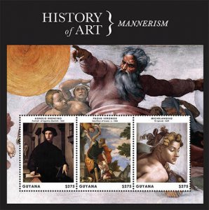 Guyana - 2013 - History Of Art - Mannerism - Sheet Of 3 - MNH