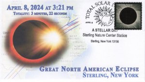 24-054, 2024, Total Eclipse 2024,  Event Cover, Pictorial Postmark, Sterling NY