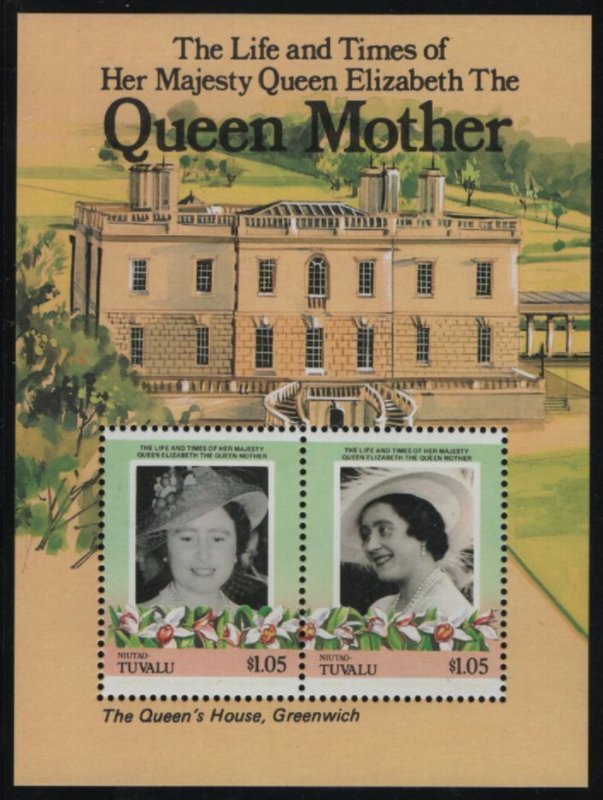 Tuvalu Niutao 1985-86 MNH Sc 41 $1.05 Queen Mother Life & Times Souvenir sheet