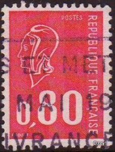 France 1971 Sc#1494b, SG#1905b 80c Red Marianne by Bequet USED-VG-NH.