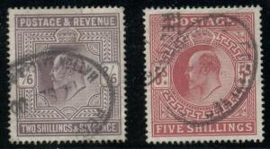 GREAT BRITAIN #139-40, 2sh6p & 5sh hi vals, used, VF, Scott $375.00