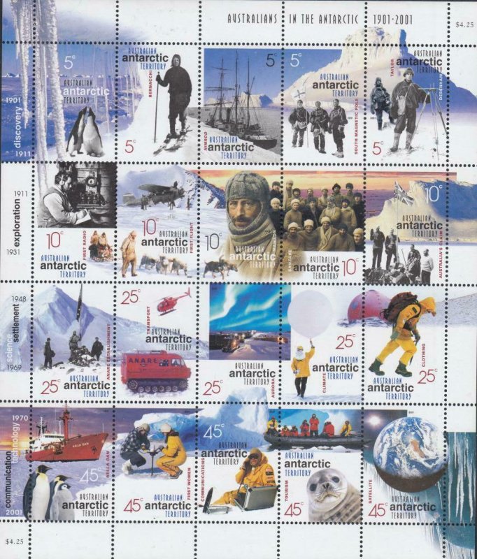 AUSTRALIAN ANTARCTIC TERRITORY,S/SHEET OF 20. VF, MNH. CAT VAL $28.50