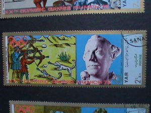 ​YEMEN-1972 OLYMPIC GAMES-MUNICH'72-SUPER LONG USED STAMPS SET-VERY FINE