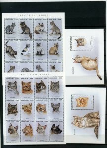 SIERRA LEONE 1996 FAUNA/CATS 2 SHEETS OF 12 STAMPS & 2 S/S MNH