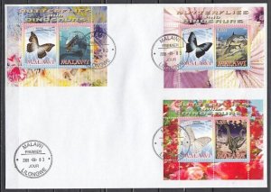 Malawi, 2008 Cinderella. Butterflys & Dinosaurs on 3 sheets. First day cover. ^