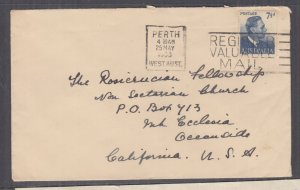 AUSTRALIA, 1953 cover, KGVI 7 1/2d. Blue, Perth, WA to USA