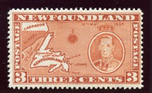 Newfoundland 1937 KGVI Coronation 3c orange-brown (Die I - p13½) MNH. SG 258c.