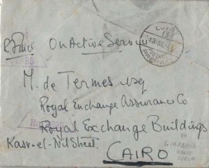 Egypt Soldier's Free Mail 1941 Egypt 13 Postage Prepaid Giaraour Oasis, Libya...