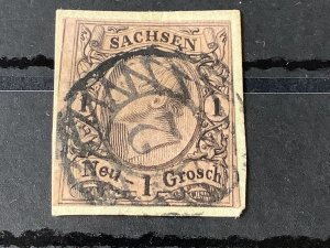 Saxony 1855 Grid Number 2 for Leipzig Cancel on paper   Stamp  Ref 57152