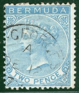 BERMUDA QV Classic Stamp SG.3 2d Dull Blue Super 1872 CDS Used Cat £45+ BLUE154