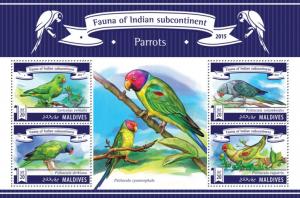 MALDIVES 2015 SHEET PARROTS BIRDS mld15306a