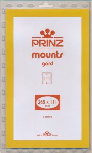 Prinz Stamp Mount 111/265 mm - CLEAR - Pack of 5 (111x265 111mm) STRIP - TKC