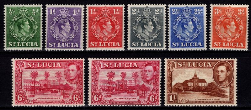 St Lucia 1938-48 George VI Def. Perf 14½x14 (6d/1s 13½), Part Set [Unused]