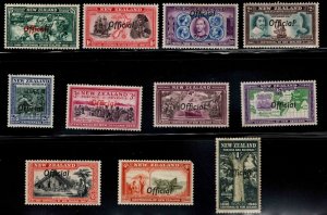 New Zealand Scott o76-o86, SG o141-o151 MH*  complete 1940 overprint set