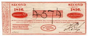 (I.B) George IV Revenue : State Lottery Ticket (1816)