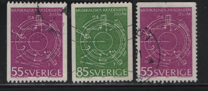 SWEDEN, 889-891, (3) SET, USED, 1971, Abstract music