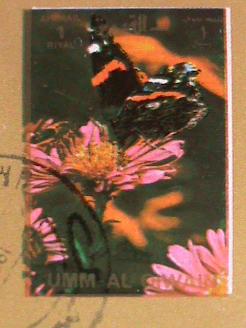 ​UMM AL QIWAIN STAMP-1973- LOVELY BUTTERFLIES  CTO-MNH STAMP SHEET -RARE