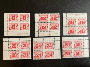 Canada Scott J34 J36 J37 J38 J39 J40 MNH Plate blocks