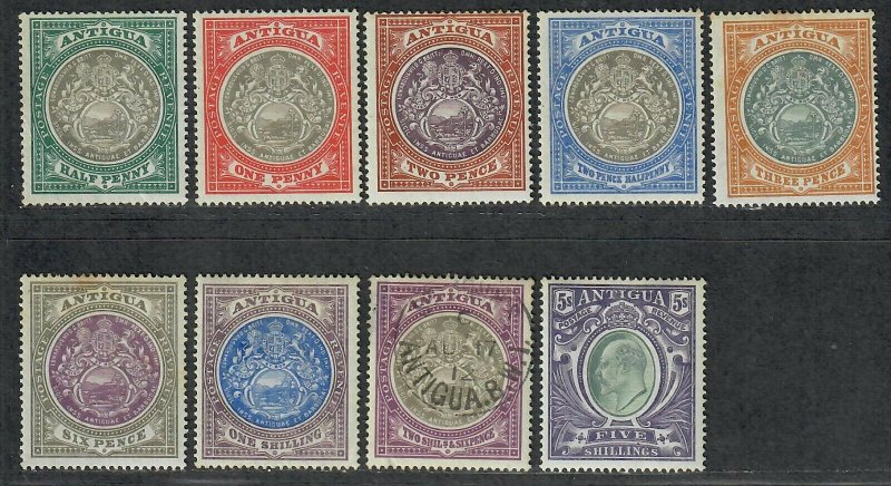 $Antigua Sc#21//30 U-M/H/VF, part set, ex. 28 some toning, #29 used, Cv. $339