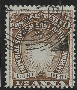 BRITISH EAST AFRICA SG4b 1893 ½a DEEP BROWN USED