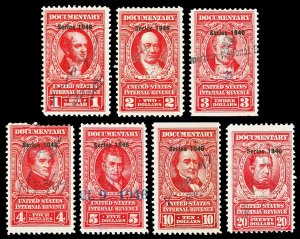 Scott R448-R454 $1.00-$20.00 1946 Dated Red Revenues Used Fine+ Cat $39.45