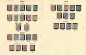 Ceylon Stamp Collection on 10 Pages, Neatly Identified, JFZ