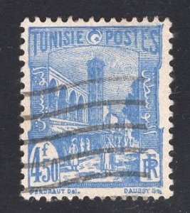 Tunisia   #201  used  1947  mosque Tunis  4.50fr  light ultra