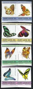 ST. LUCIA 731-34 MNH IMPERF BUTTERFLIES K210