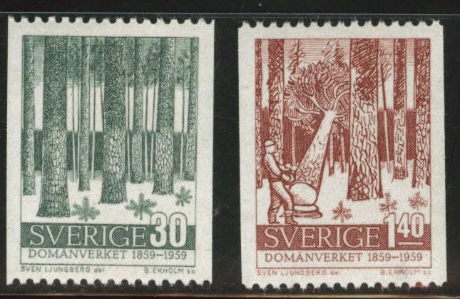 SWEDEN Scott 544-545 MNH** 1959 Forestry coil set