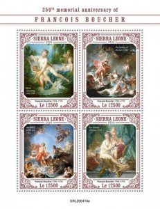 Sierra Leone - 2020 Artist Francois Boucher - 4 Stamp Sheet - SRL200419a