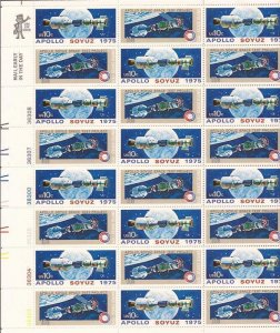 US Stamp - 1975 Apollo Soyuz Space Test - 24 Stamp Sheet Scott #1569-70