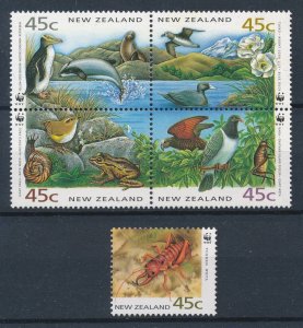 [111872] New Zealand 1993 Wild life snail frog birds duck WWF  MNH