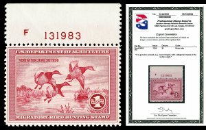 Scott RW2 1935 $1.00 Duck Stamp Mint F-VF OG NH Cat $700 with PSE CERT