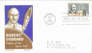 1964 Air Mail FDC, #C69, 8c Robert Goddard, CC/Boll & Cover Craft Cachets
