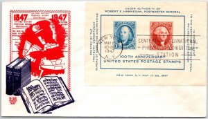 U.S. EVENT COVER CENTENARY OF THE POSTAGE STAMP ON BI-COLOR CRAFT CACHET 1947