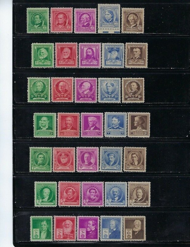 859-893 FAMOUS AMERICAN COMPLETE MNH SET & COMPLETE USED SET - SCV $49.15 - W61 