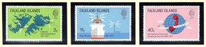 FALKLAND ISLANDS 1977 Telecommunications; Scott 257-59, SG 328-30; MNH