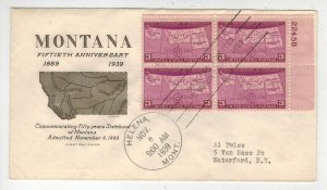 1939 NORTHWEST STATES 858 PLATE BLOCK FDC HELENA MONTANA By GRIMSLAND