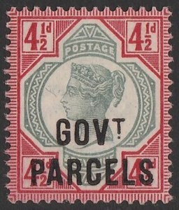 GREAT BRITAIN 1891 'GOVT PARCELS' on QV 4½d. SG Spec L26. SG O71 cat £400.