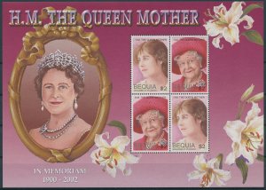 Bequia Stamps 2002 MNH Queen Mother in Memoriam Royalty 4v M/S