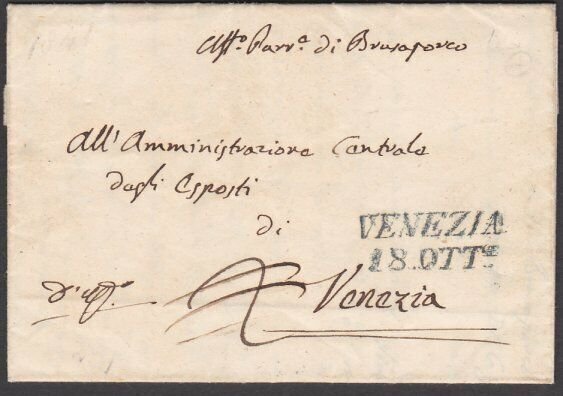 ITALY 1841 Folded entire - official - local VENEZIA.........................U428