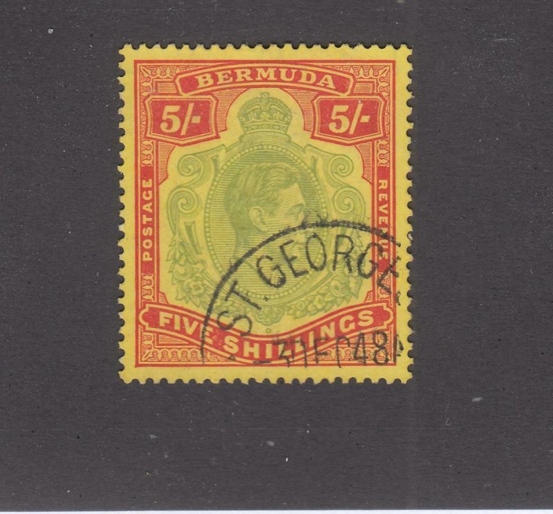 BERMUDA REF(66)SG #118 VF-5sh KGV1 KEY ISSUE LIGHT CORNER CANCEL CV $26+ or £33+